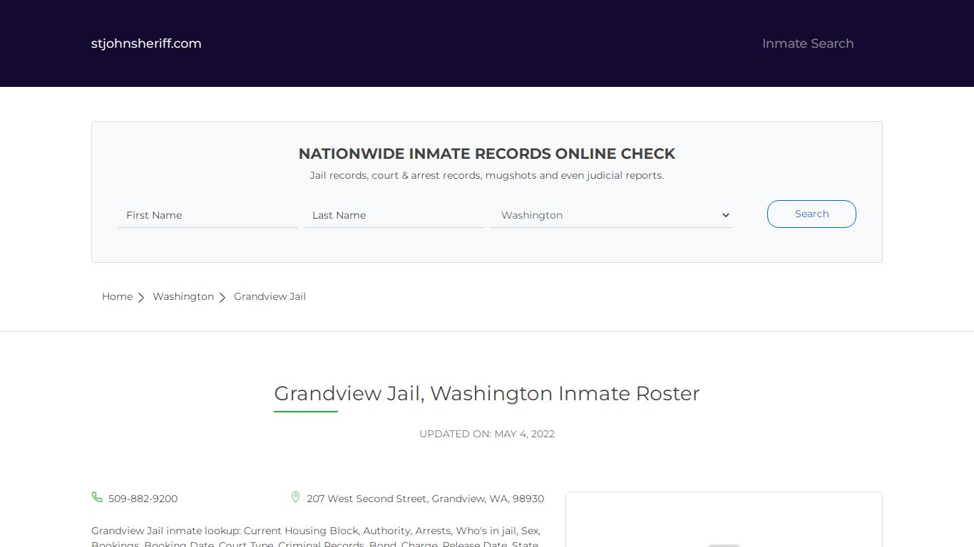 Grandview Jail, Washington Inmate Roster